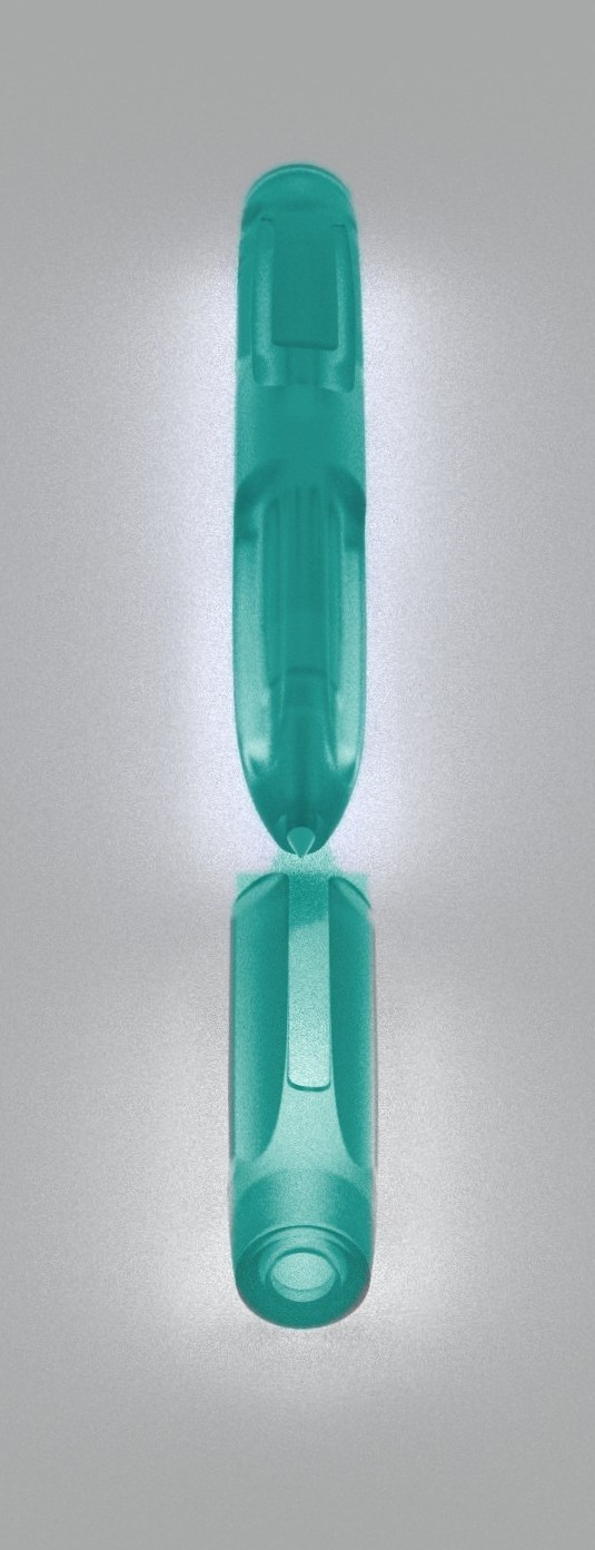 The pen standing upright above its cap