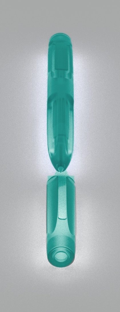 The Ode Pen standing with its clear cap removed